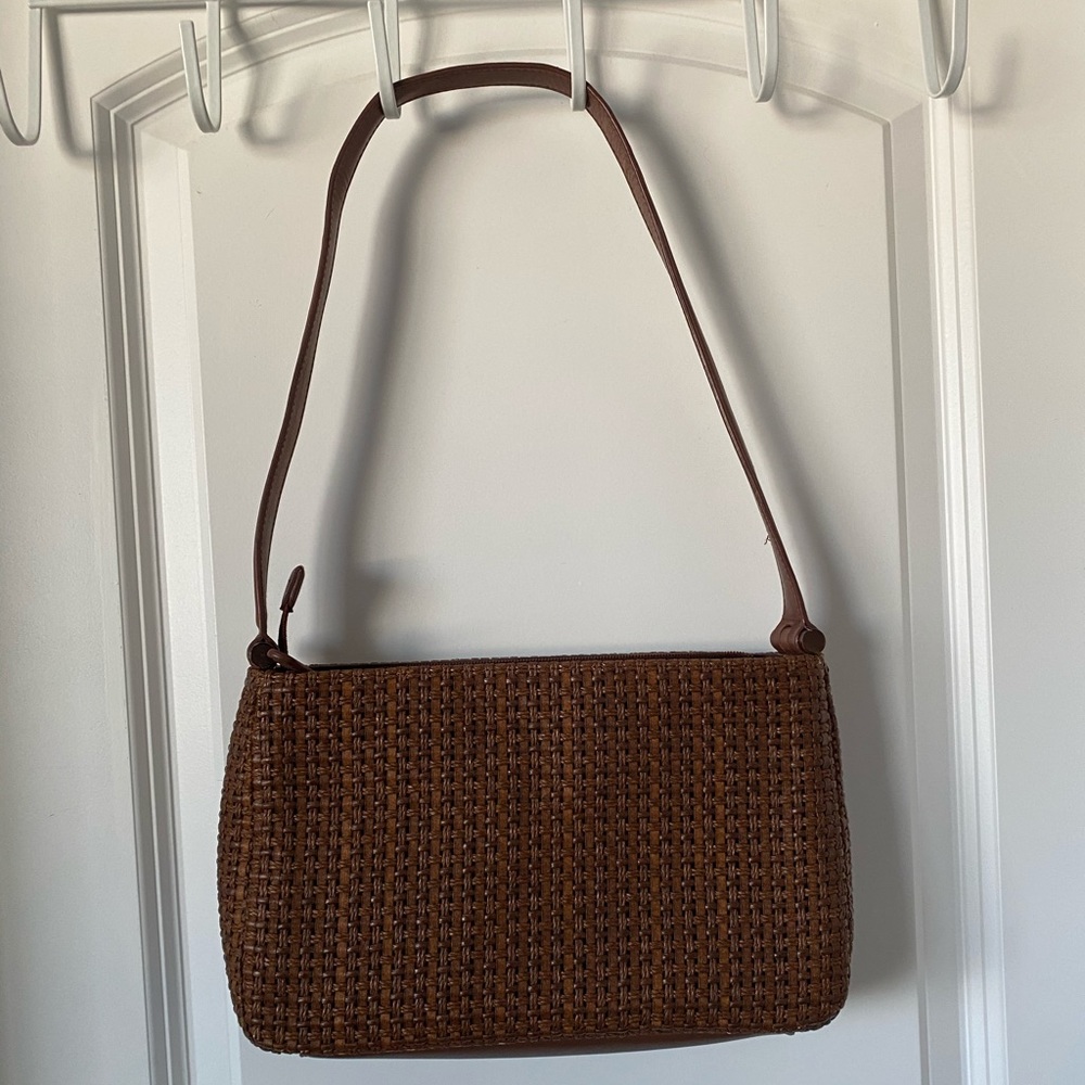 Fossil brown woven shoulder bag